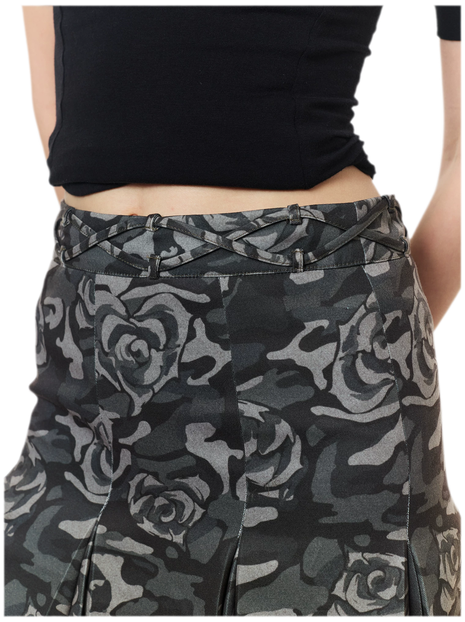 Low Waist Pleated A-Line Skirt