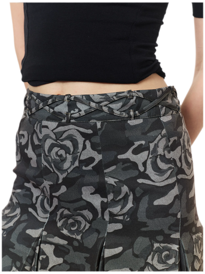Low Waist Pleated A-Line Skirt
