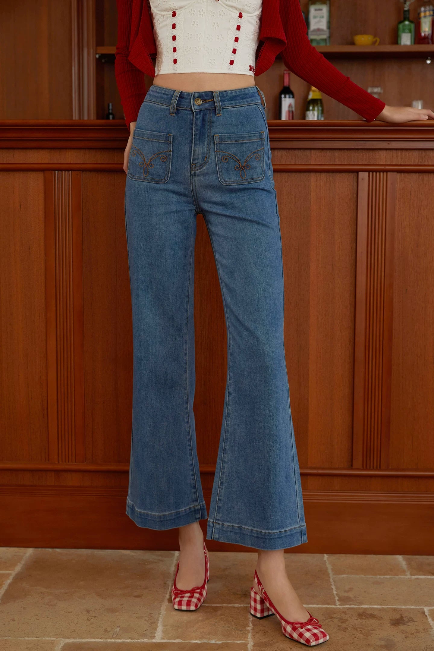 High-Waist Flared Jeans