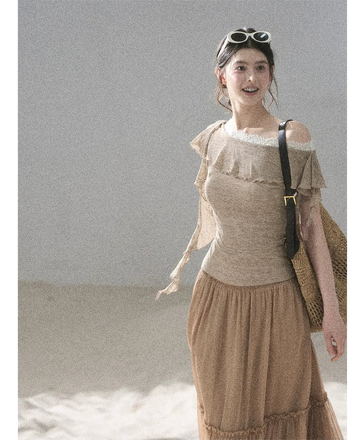 Lace One-Shoulder Crop Tee