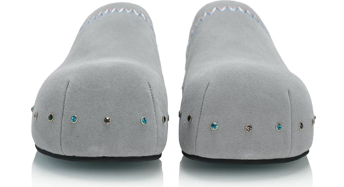Rhinestone Platform Suede Mules