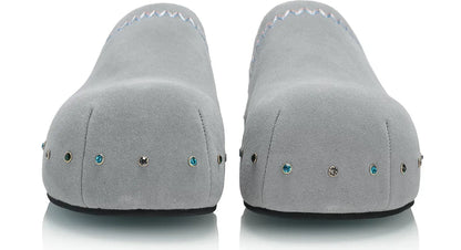 Rhinestone Platform Suede Mules