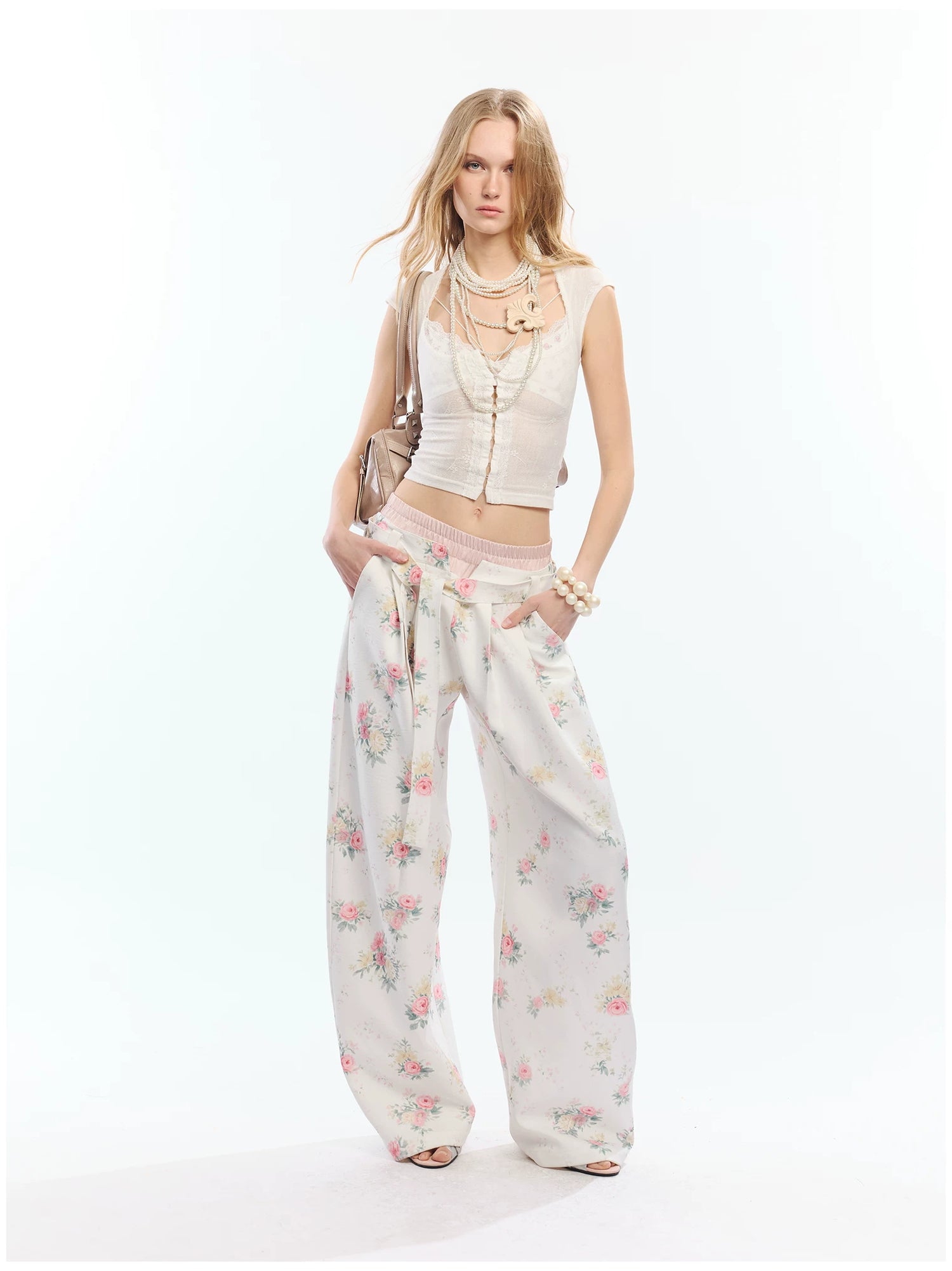 Floral Print Loose Wide Leg Pants