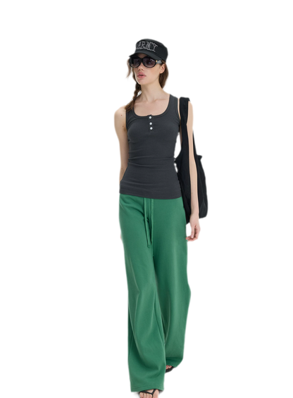 Ribbed Slim-Fit Henley Tank