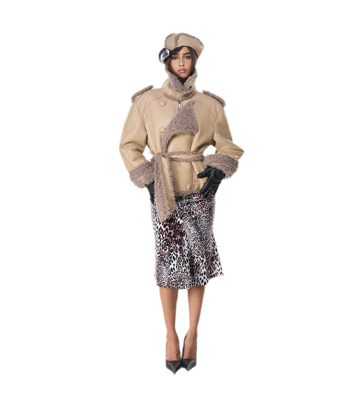Reversible Fur Leather Cropped Jacket