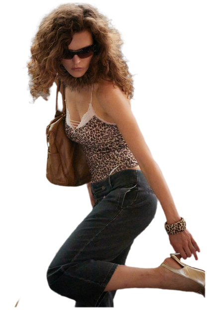 Retro Leopard Print Lace Camisole