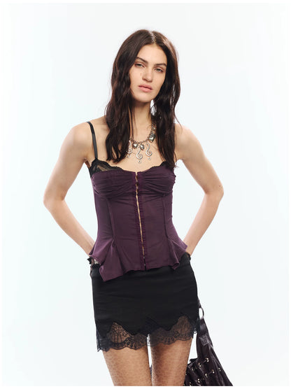 Lace Panel Embroidered Cut-Out Mini Skirt