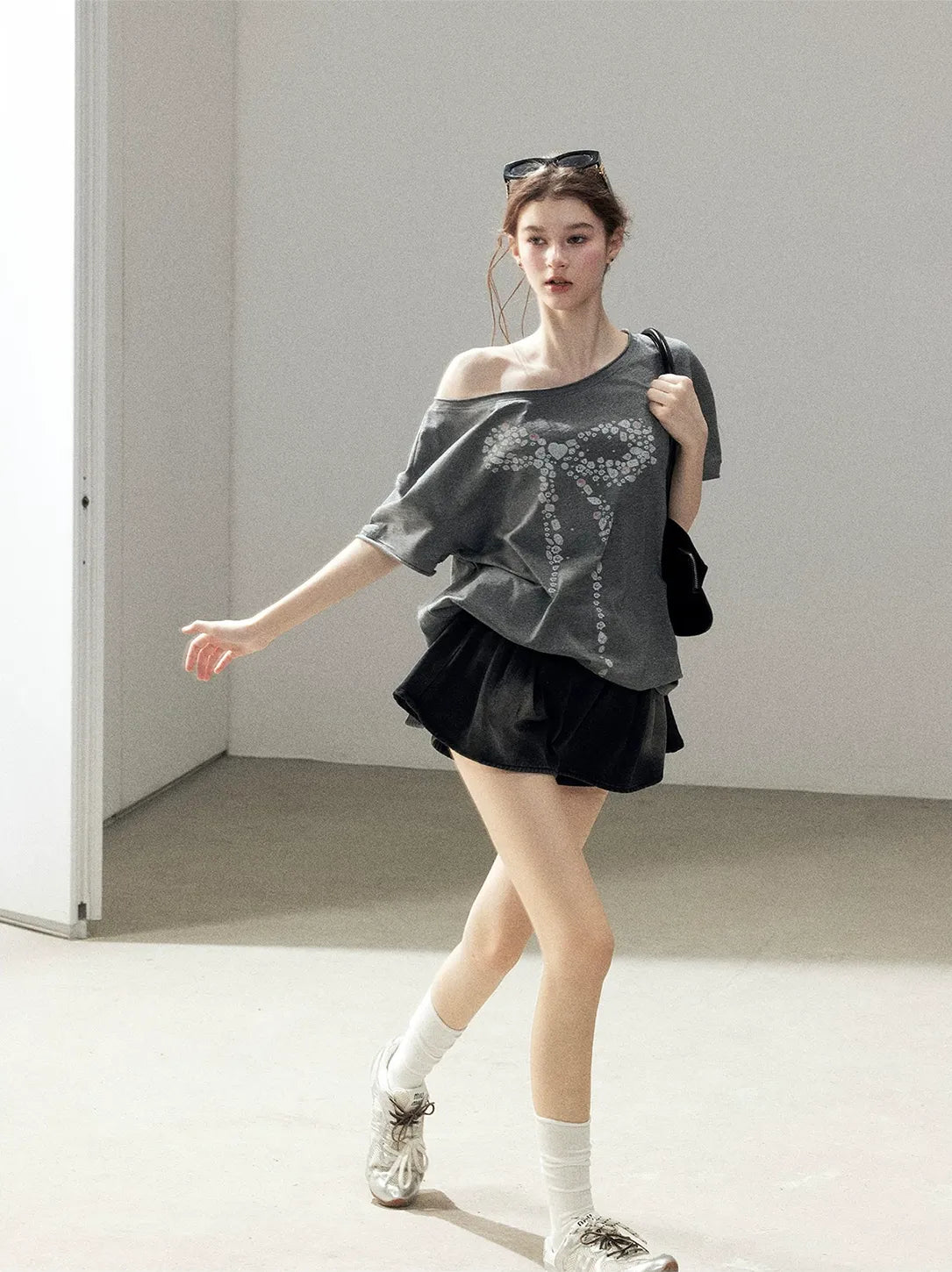 Washed Denim A-Line Skirt