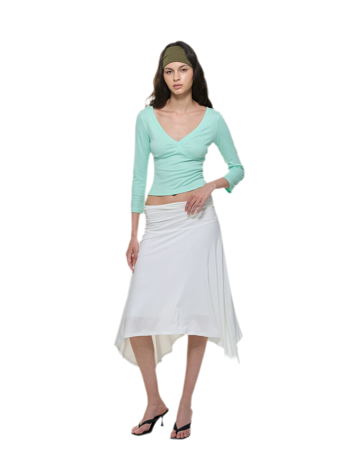 Crossfront Ribbed V-Neck Top