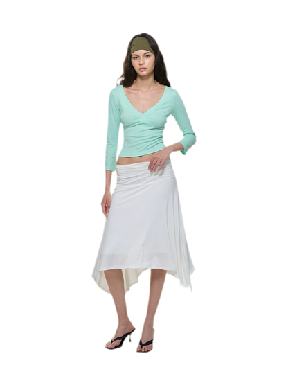Crossfront Ribbed V-Neck Top