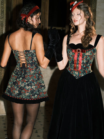Floral Jacquard Corset Dress