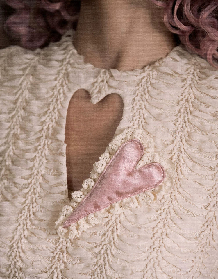 Embroidered Heart Cutout Corset Top