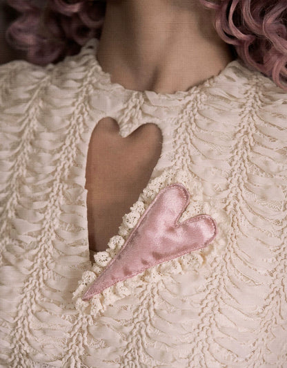 Embroidered Heart Cutout Corset Top
