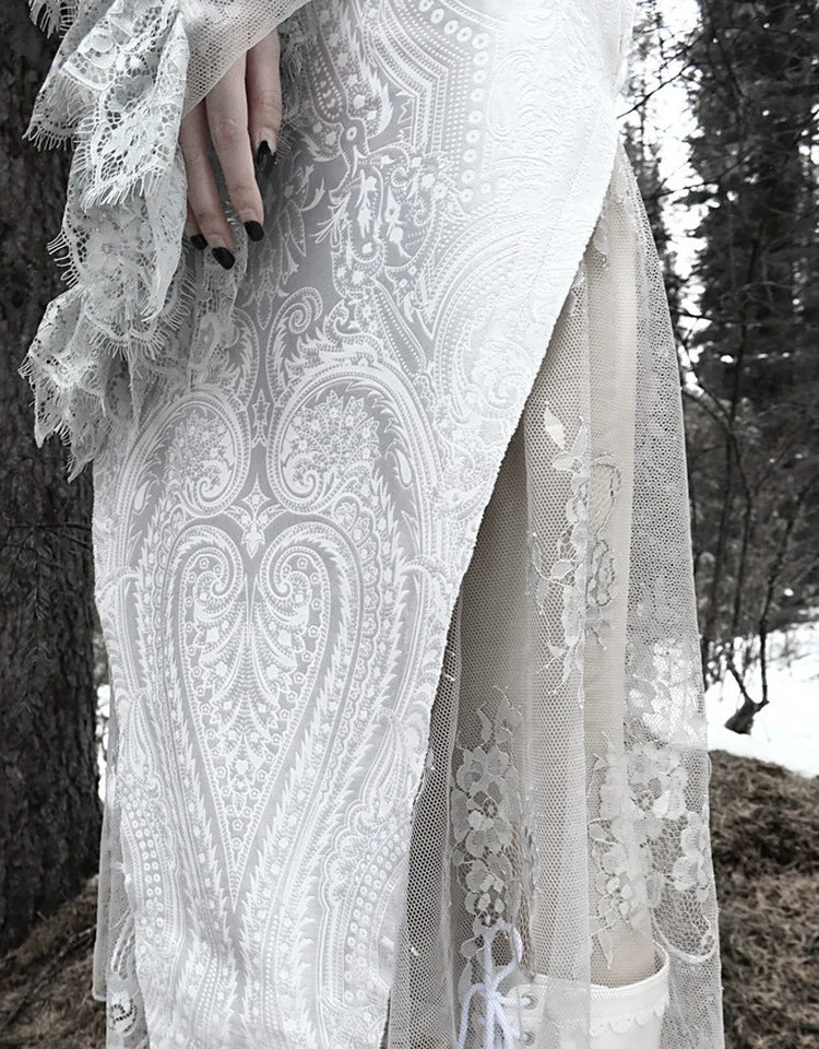 Đầm sườn xám nhung jacquard đuôi cá
