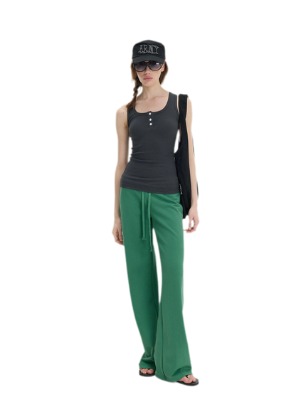 Ribbed Slim-Fit Henley Tank