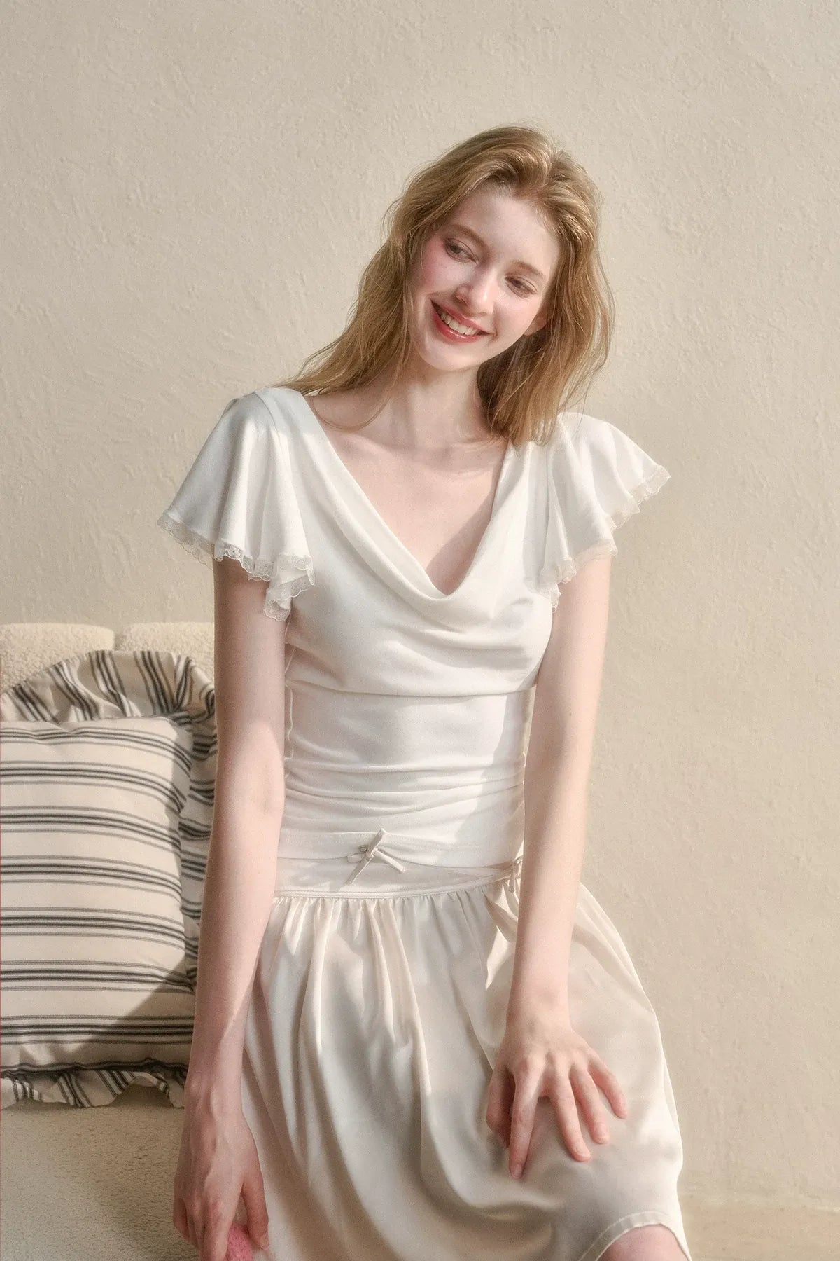Satin Bow A-Line Skirt