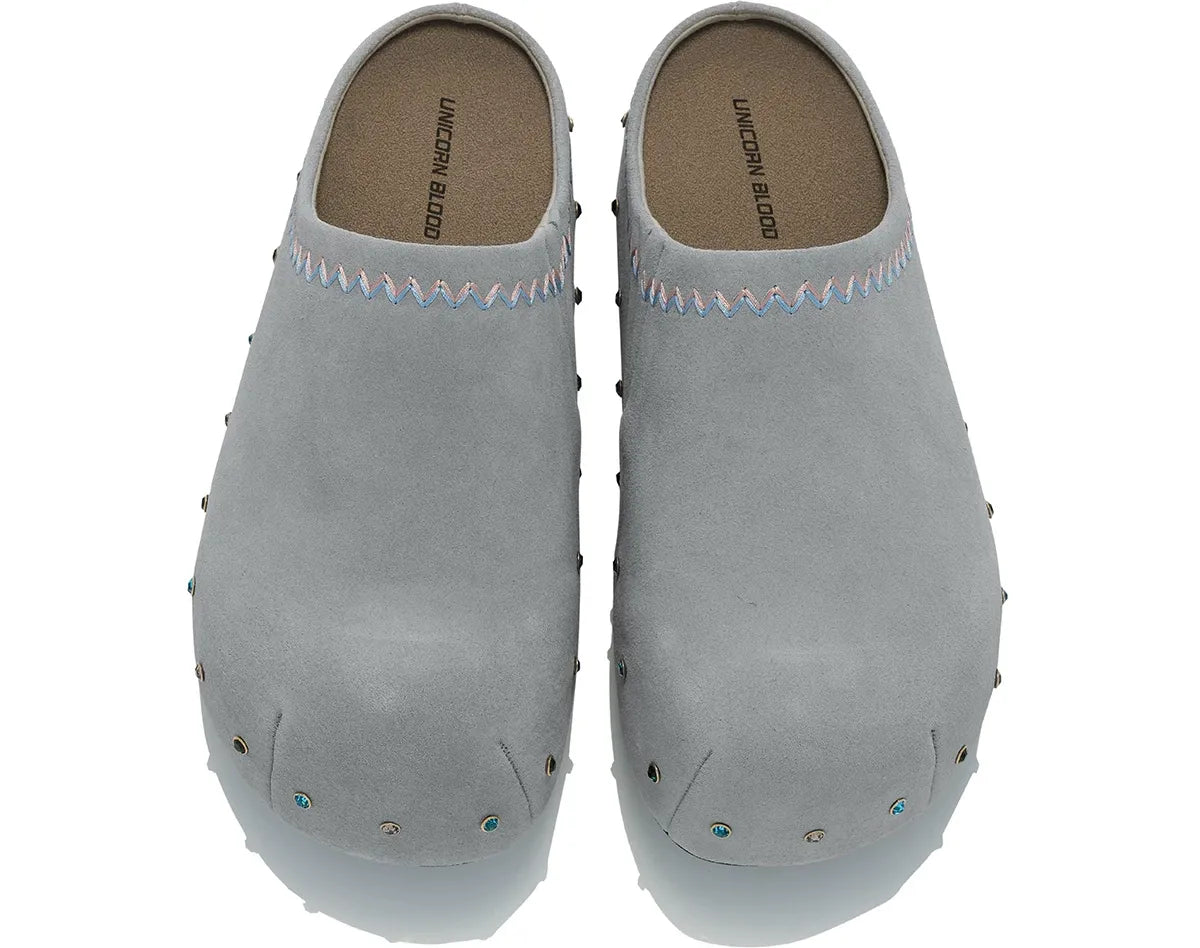 Rhinestone Platform Suede Mules