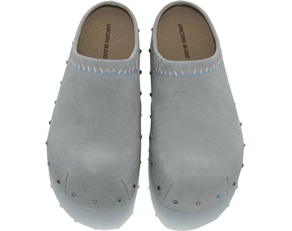 Rhinestone Platform Suede Mules