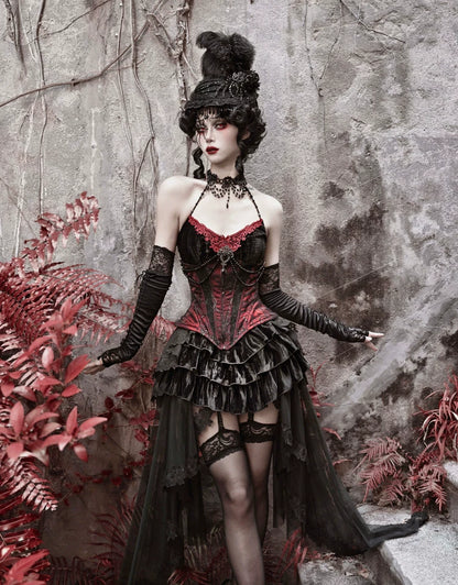 Beaded Velvet Gothic Corset Dress