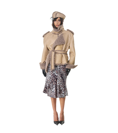 Reversible Fur Leather Cropped Jacket