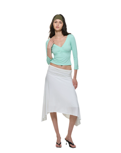 Crossfront Ribbed V-Neck Top