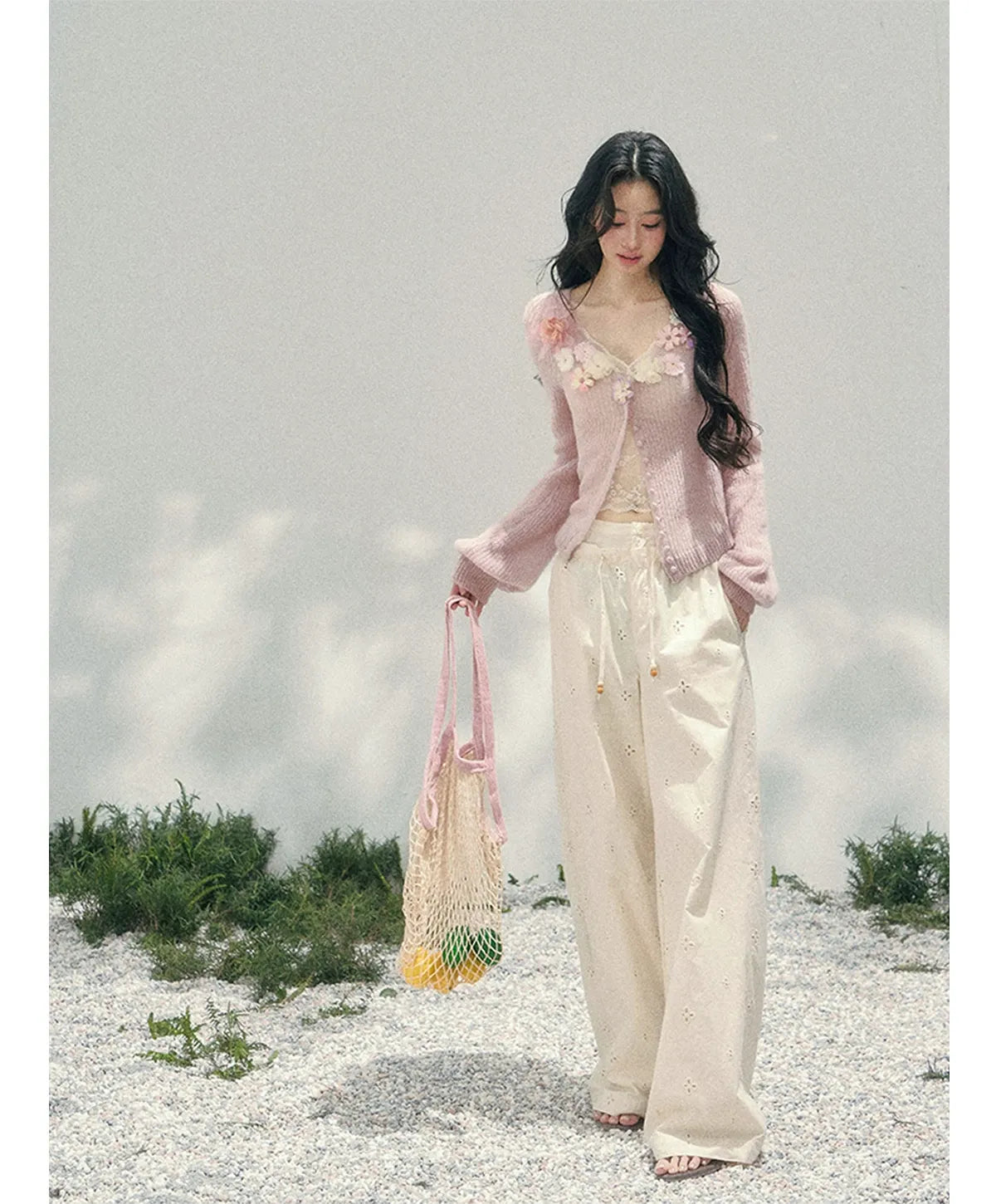 Wide-Leg Embroidered Pants