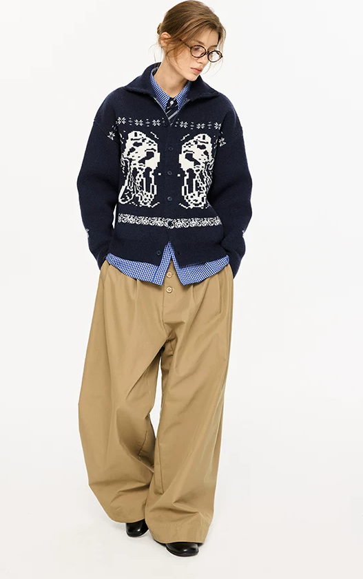 Fair Isle Relaxed Cardigan Sweater