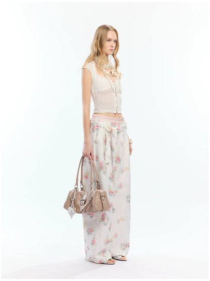 Floral Print Loose Wide Leg Pants