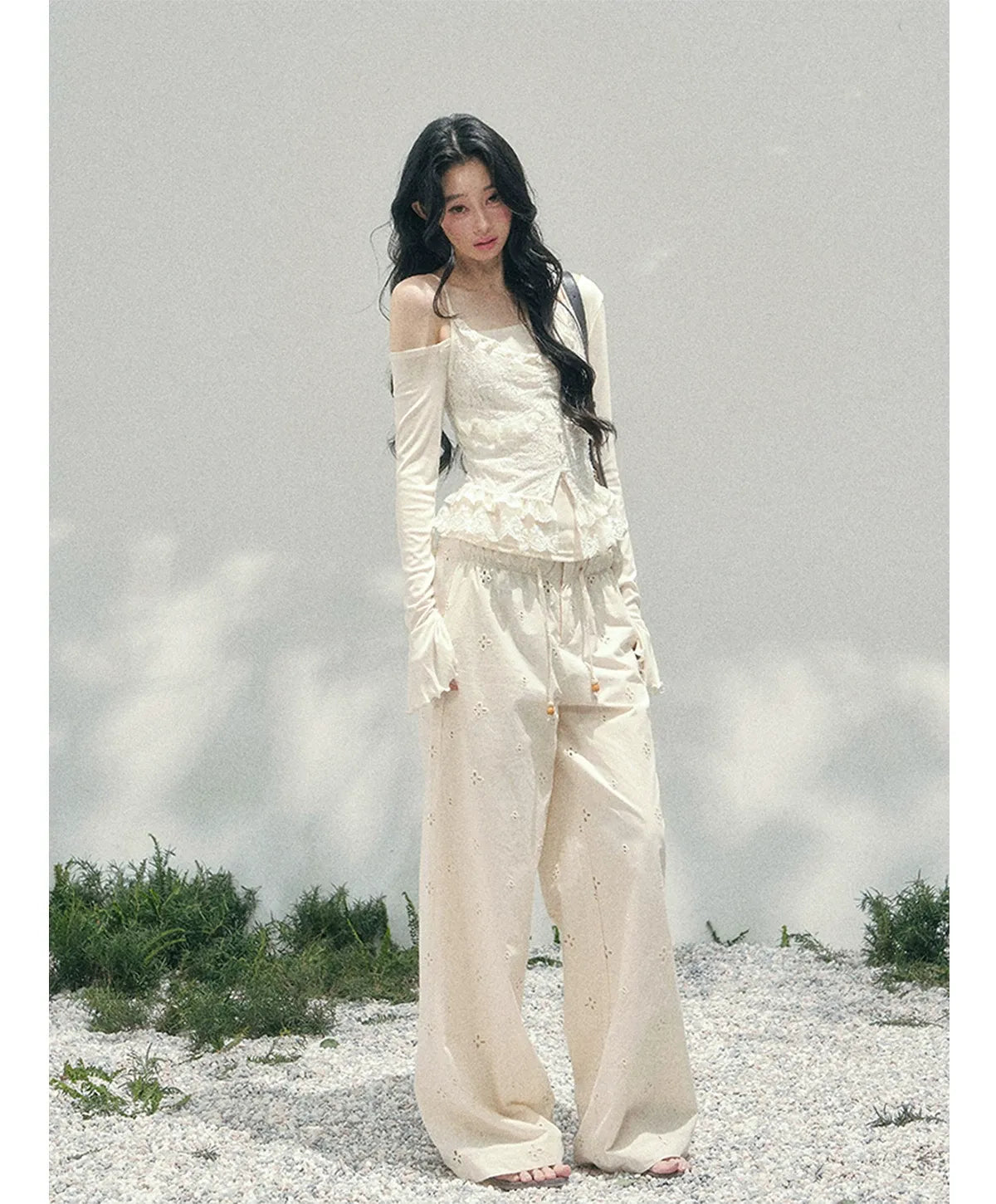 Wide-Leg Embroidered Pants
