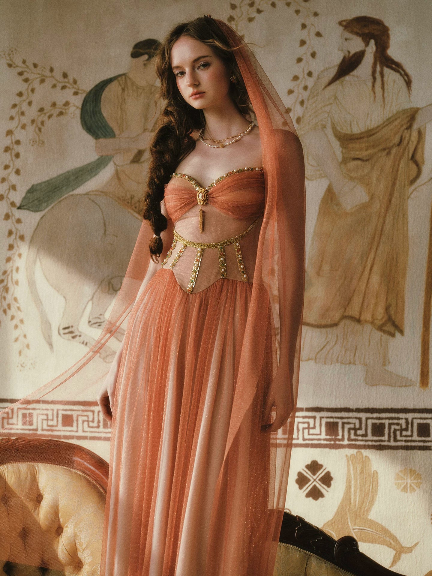 Gold Mesh Corset Dress Set