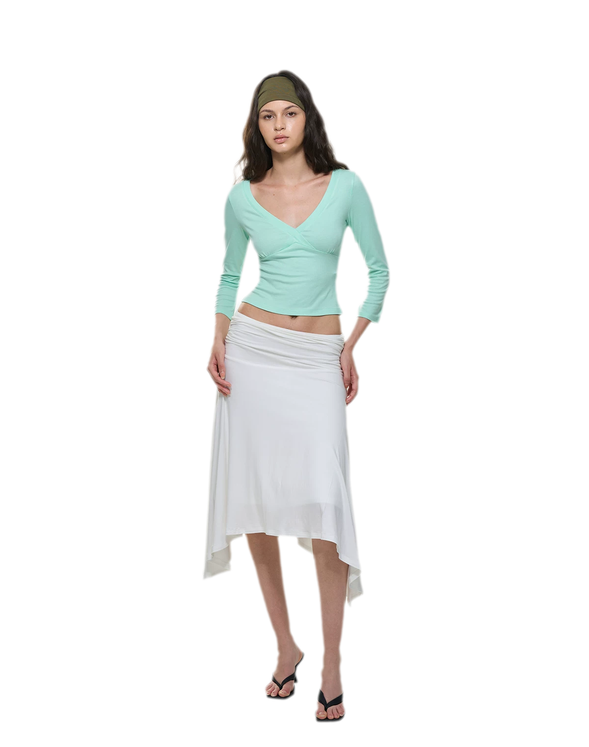 Crossfront Ribbed V-Neck Top
