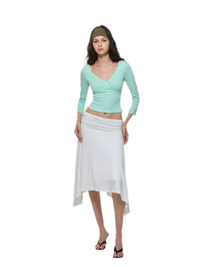 Crossfront Ribbed V-Neck Top