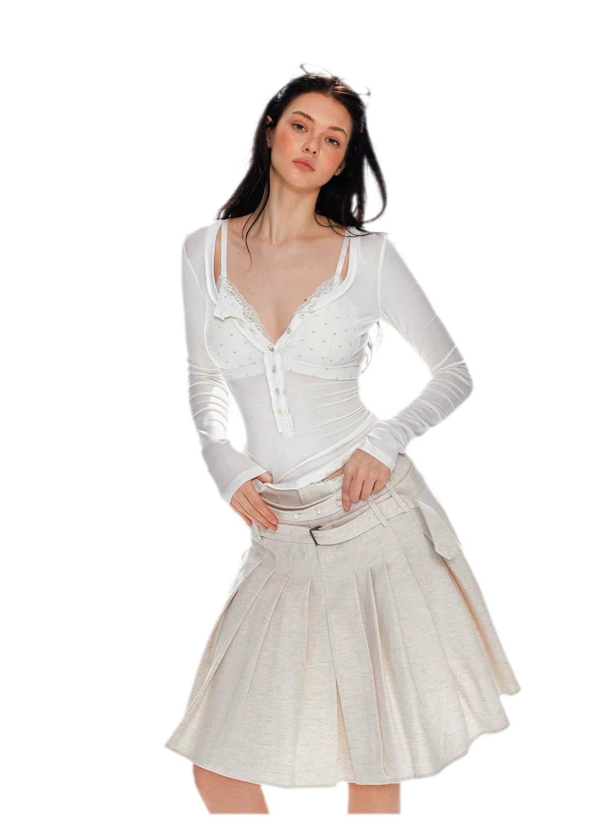 Lyocell Ruched Long Sleeve Top