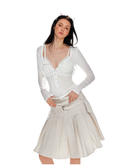 Lyocell Ruched Long Sleeve Top