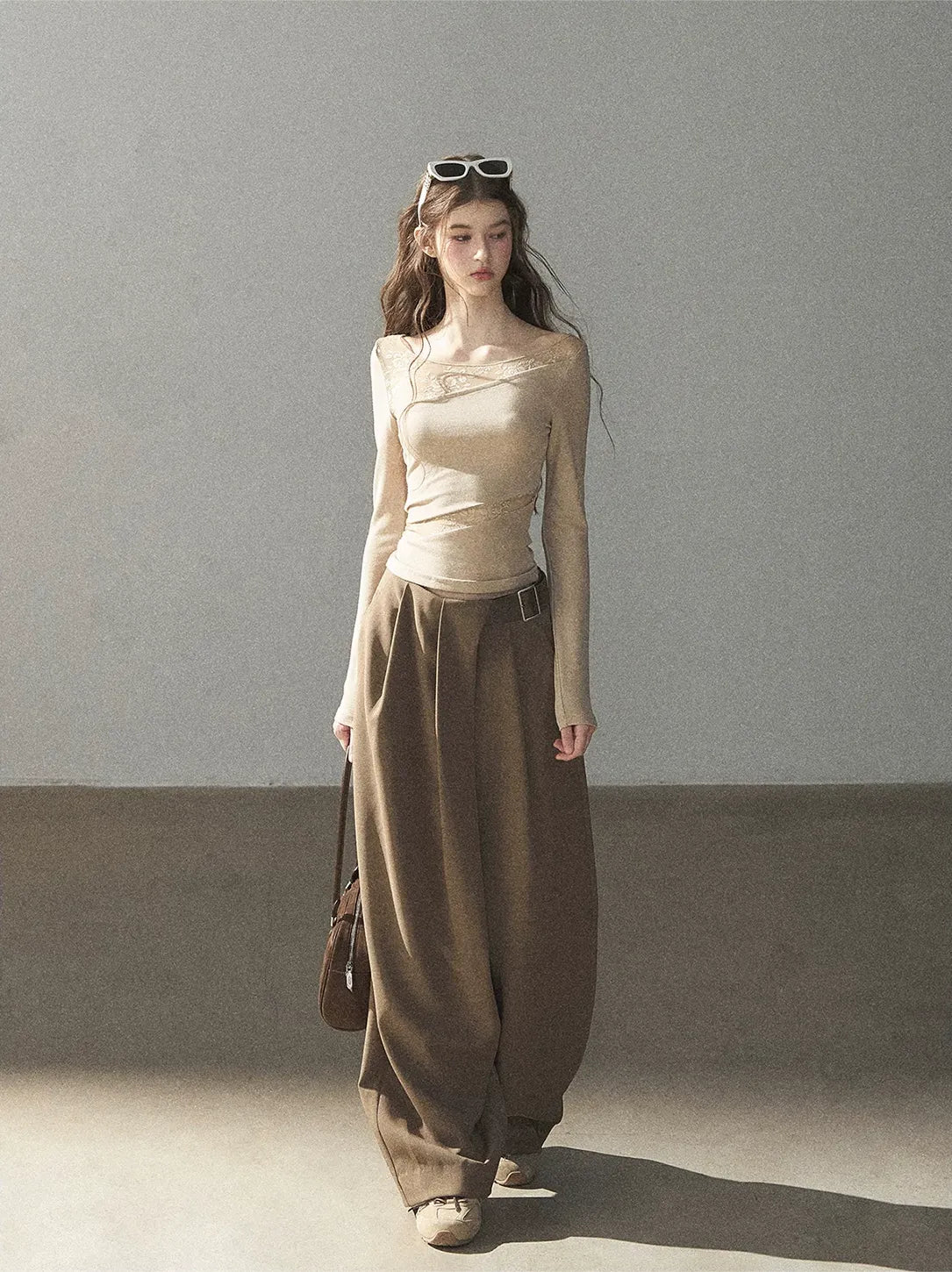 Lace Spliced Slim Fit Top