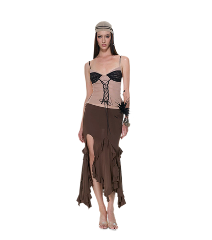 Ruched Ruffle Skirt Set