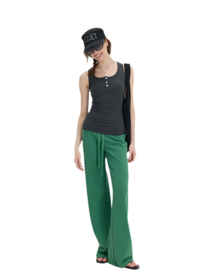 Ribbed Slim-Fit Henley Tank
