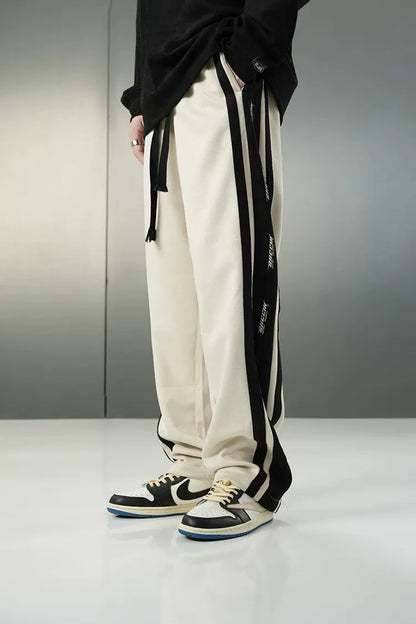 سروال واسع الساق من الجلد السويدي الصناعي