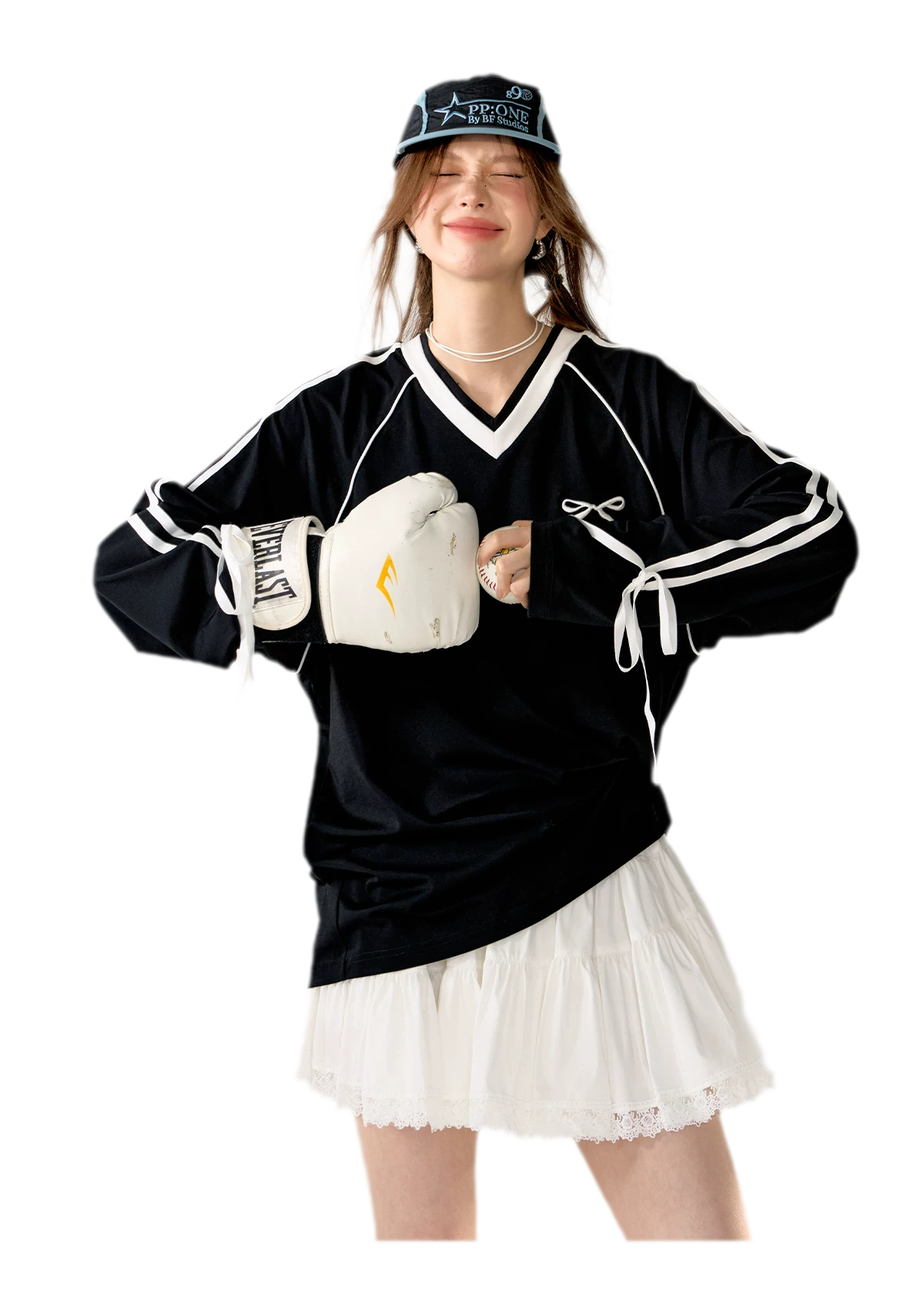 Colorblock Bow Embroidered Tee