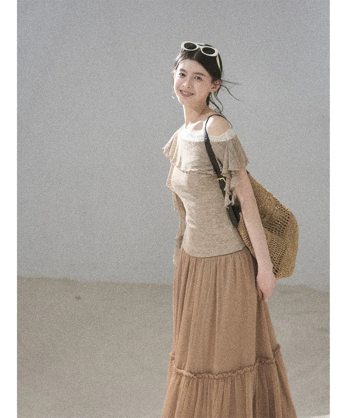 Lace One-Shoulder Crop Tee