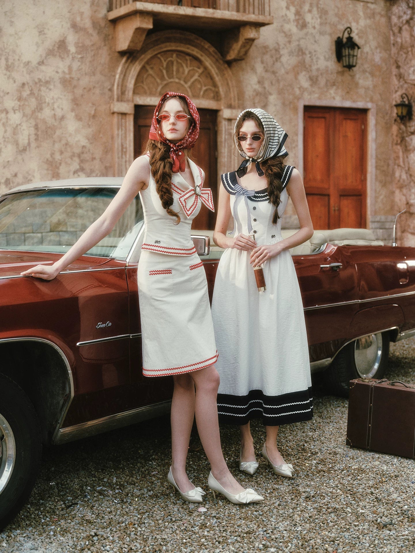 Contrast Sailor Collar Maxi Dress