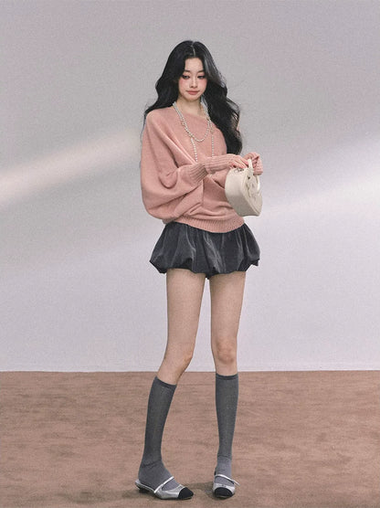 Maglione in maglia morbida con scollo monospalla
