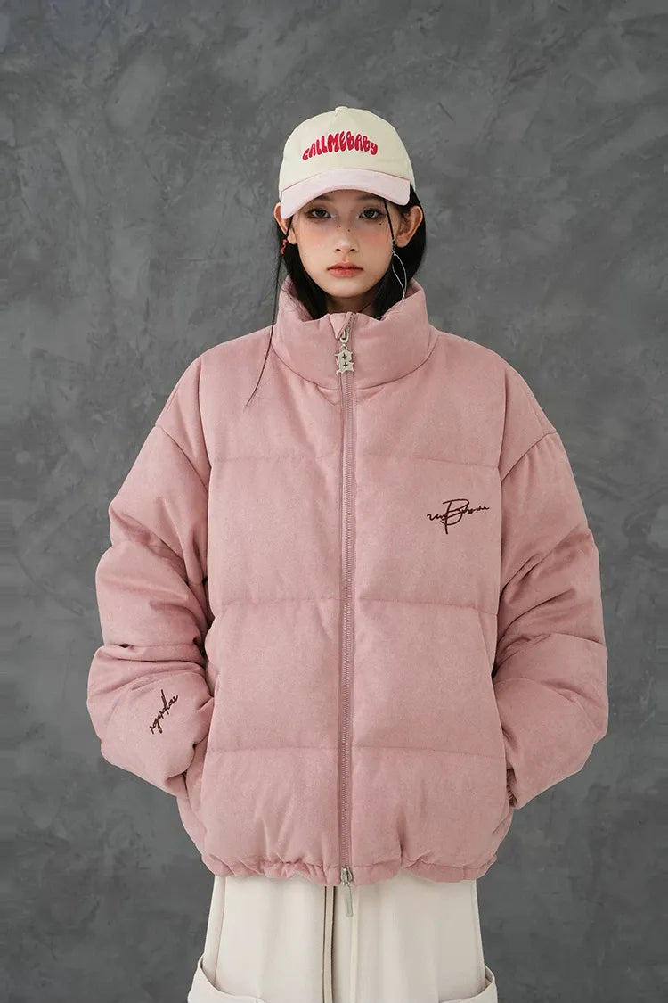 Suede Oversized Down Puffer Jacket