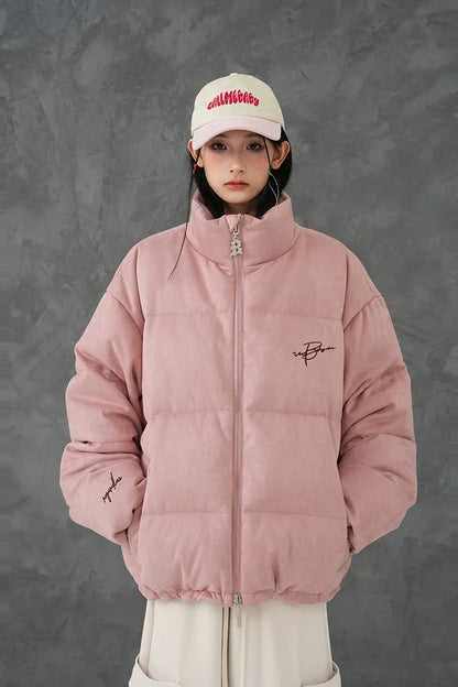 Suede Oversized Down Puffer Jacket