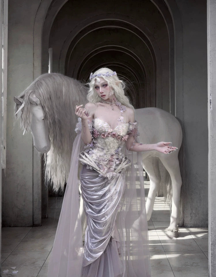 Metallic Draped Mermaid Skirt Set