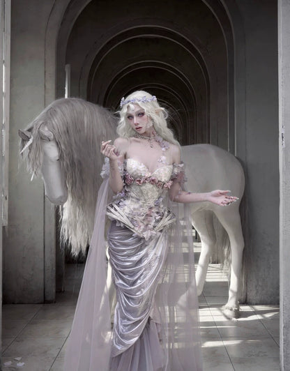 Metallic Draped Mermaid Skirt Set