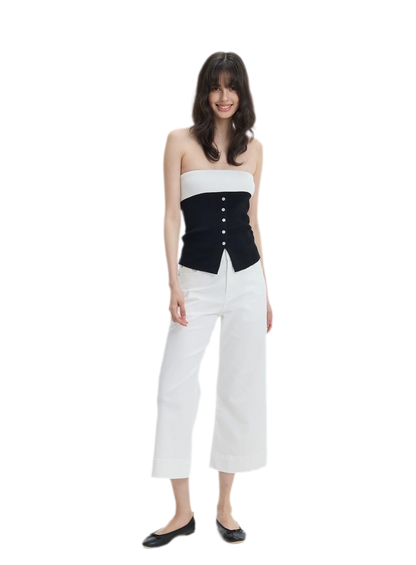 French Colorblock Bandeau Top