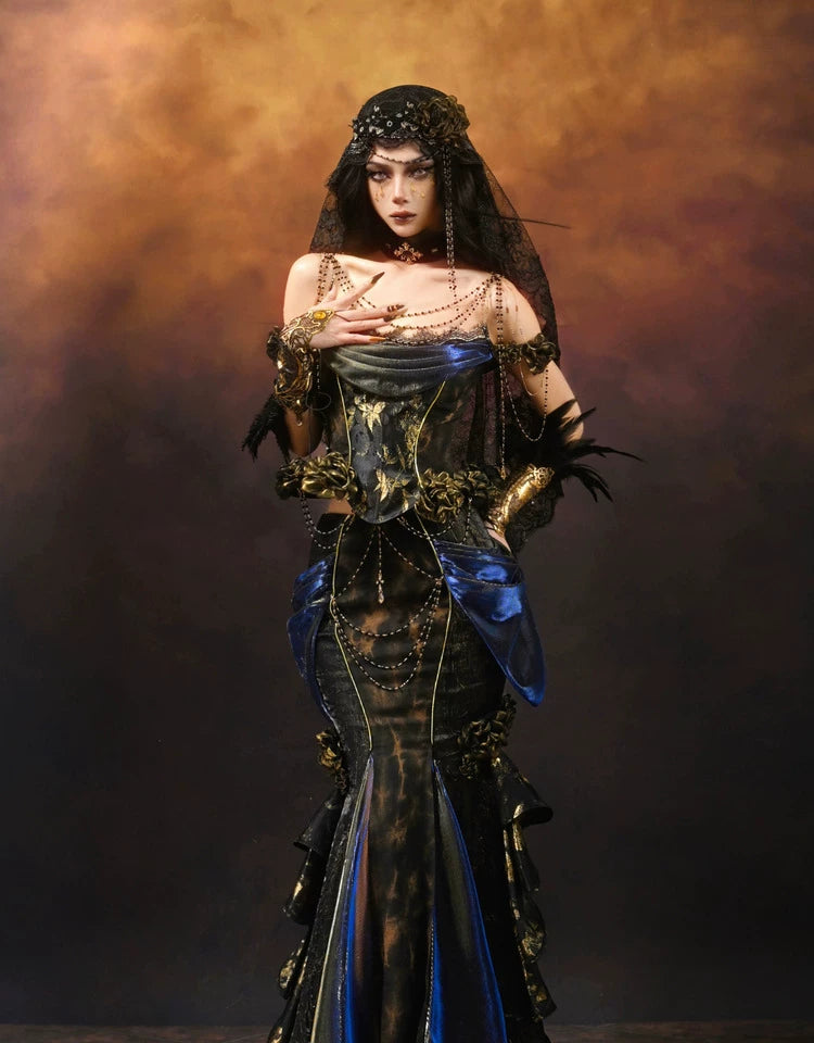 Gold Jacquard Sculptural Corset