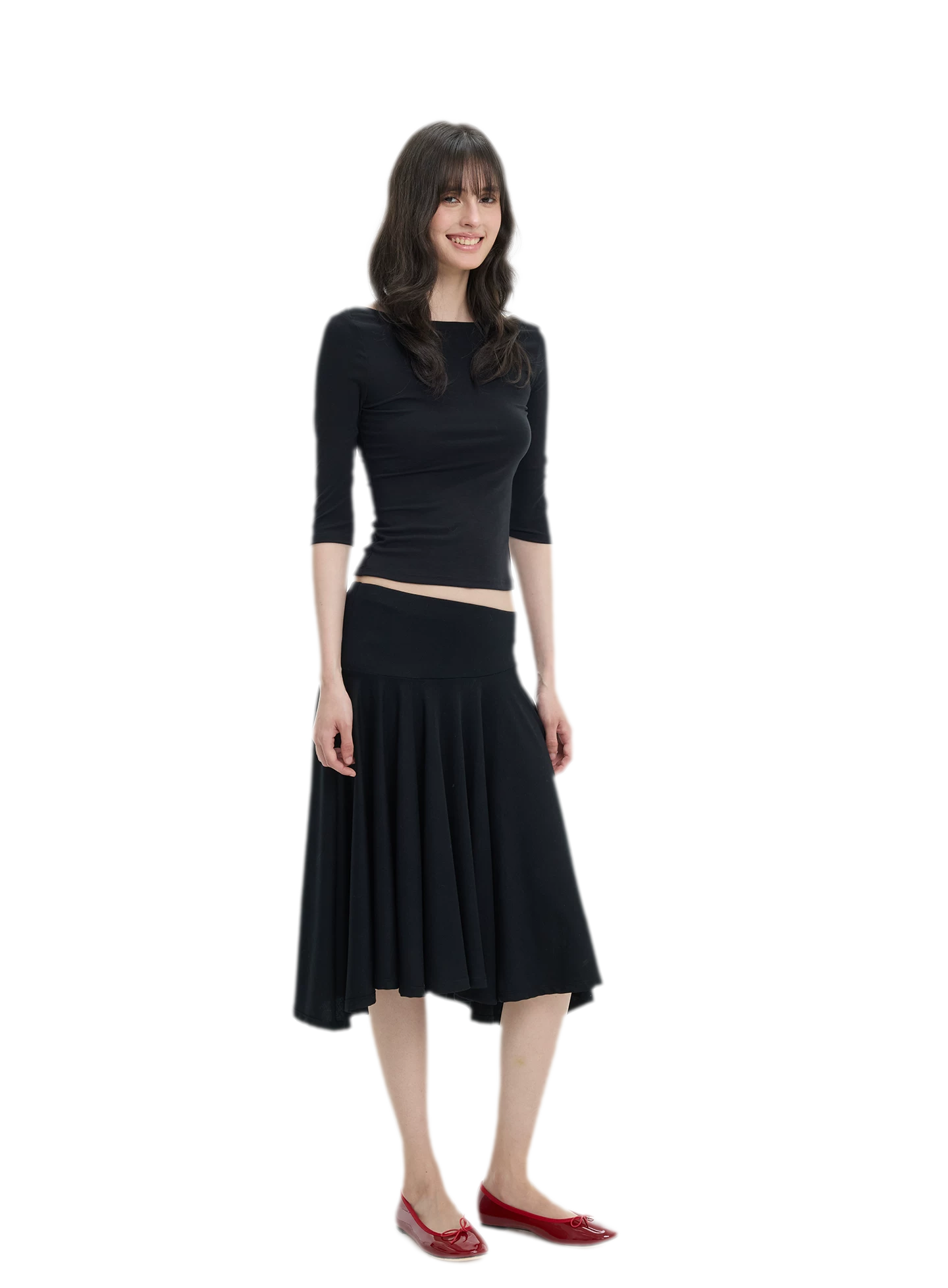 Lyocell Boat Neck Knit Top