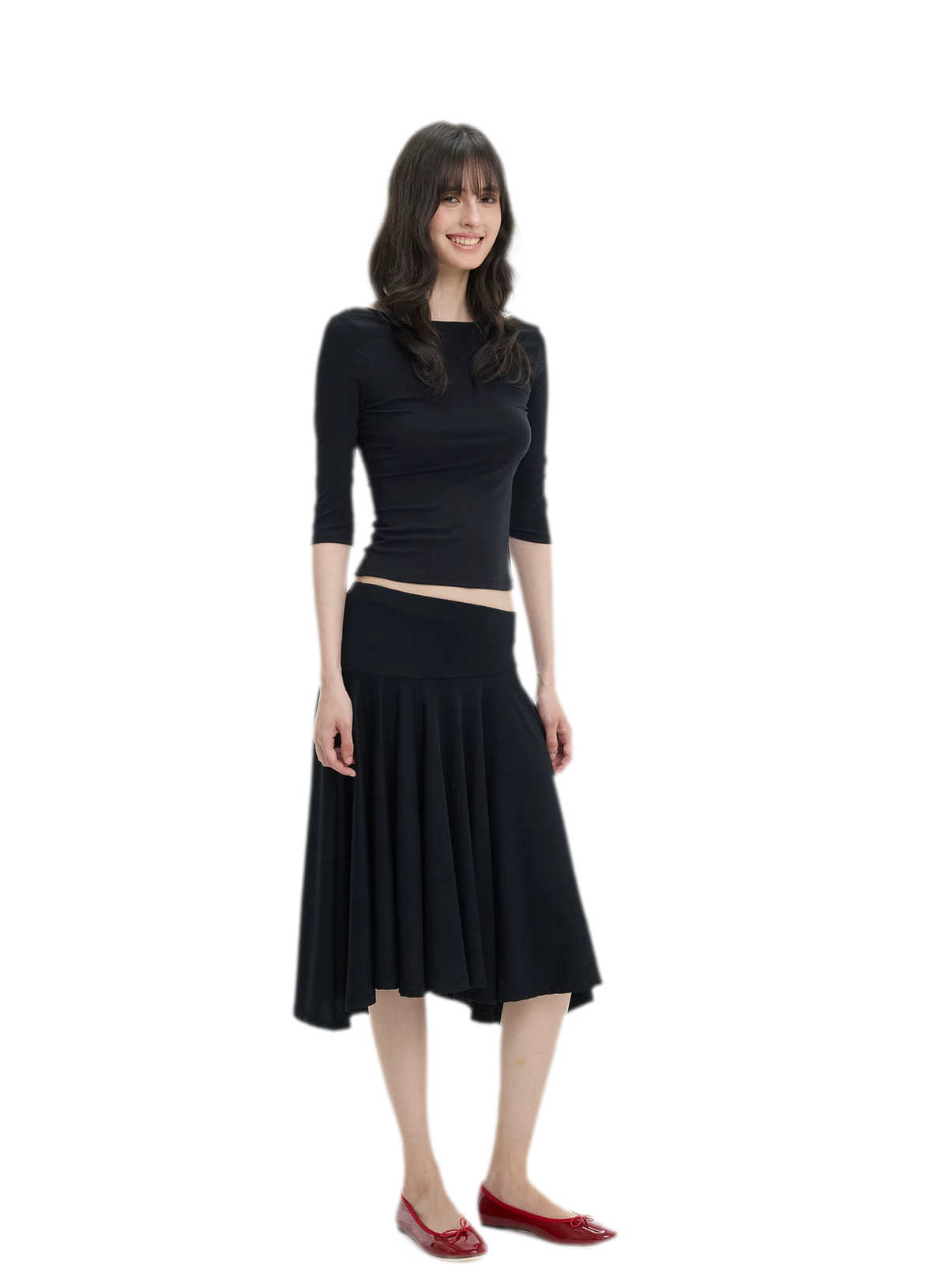 Lyocell Boat Neck Knit Top